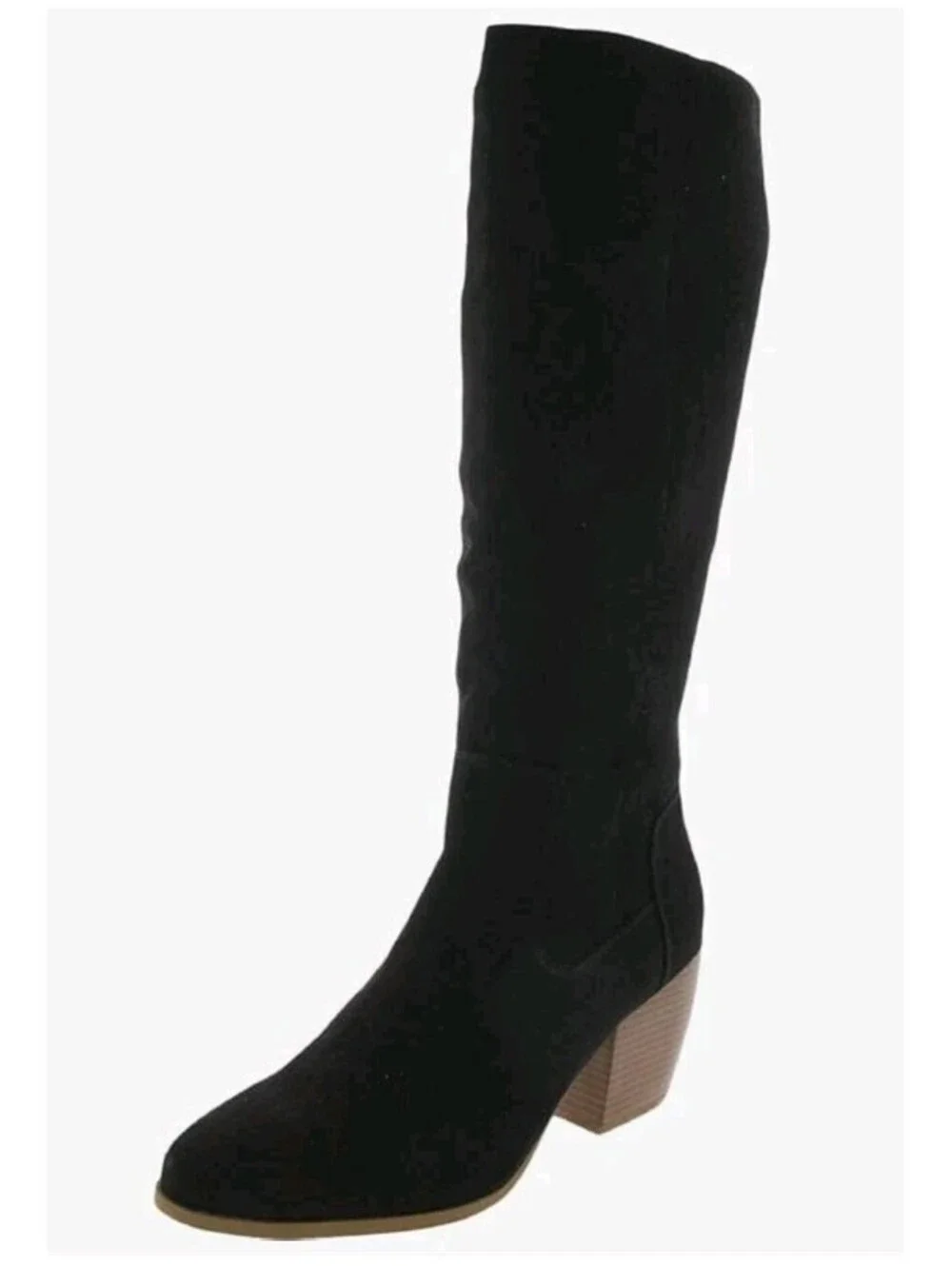 Womens Faux Suede Mid Calf Knee Boots Black Size 11 Preppy Minimalist Fall NEW
